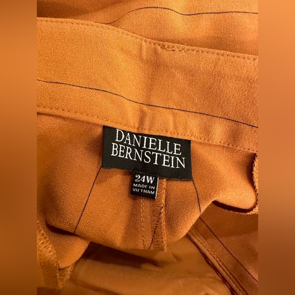 Danielle Bernstein Wide Leg Orange Pinstripe Pants NWT - Picture 5 of 7